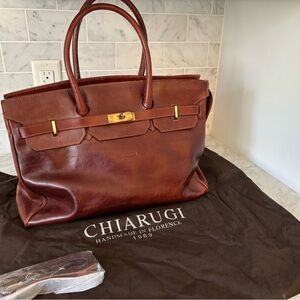 Italian leather faux Hermes Birkin.